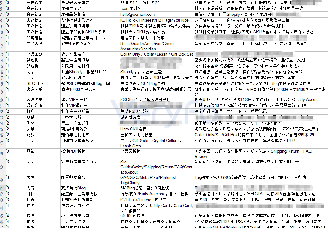 宠物配饰精品站0-1项目规划表