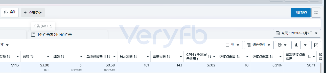 老品重新测试广告数据截图